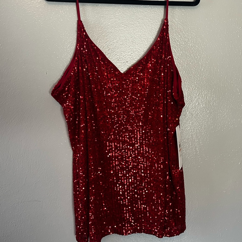 Calvin Klein Red Sequin Tank Top NWT Size 2X